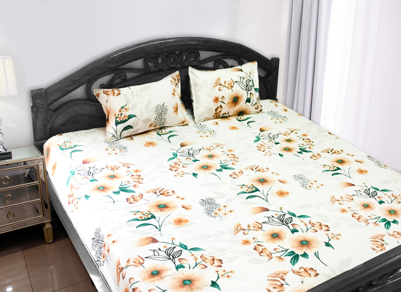 Oasis Home Collection  Cotton Bedsheet - Sunflower -1 Bedsheet With 2 pillow covers