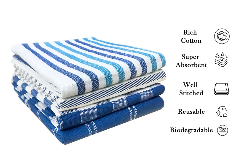 Oasis Home Collections Rich Cotton Multi Purpose Towel - Blue - Pack Of 4