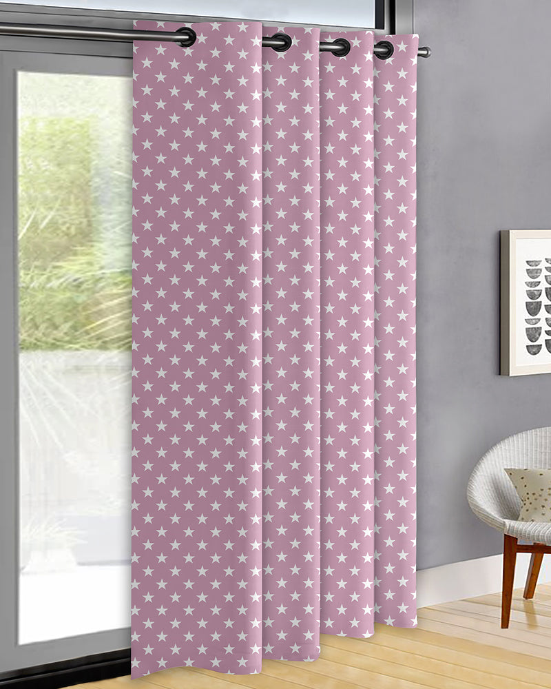 Oasis Home Collection Cotton Printed Eyelet Curtain – Pink - 5 feet, 7 feet, 9 feet