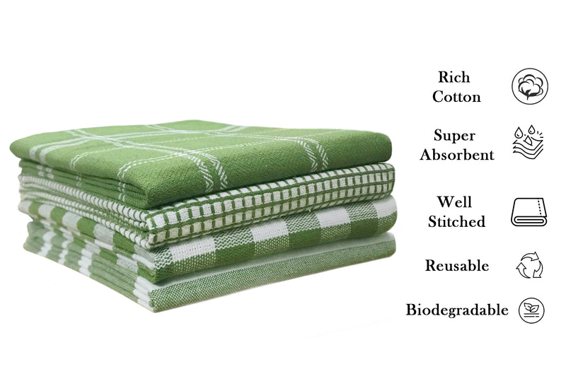 Oasis Home Collections Rich Cotton Multi Purpose Towel - Green - Pack Of 4