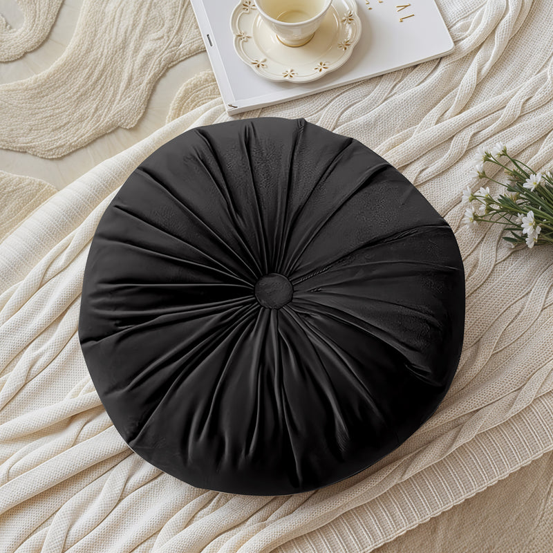 Oasis Home Collection Hand made Decorative Velvet Round Shape Cushions | Throw Pillows - Pack of 1