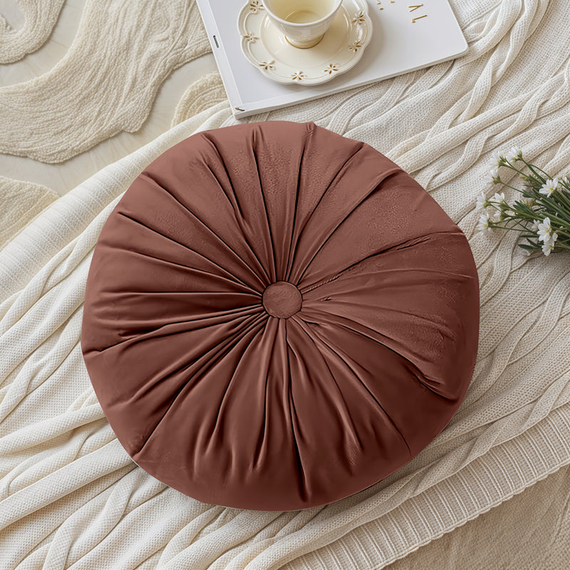 Oasis Home Collection Hand made Decorative Velvet Round Shape Cushions | Throw Pillows - Pack of 1