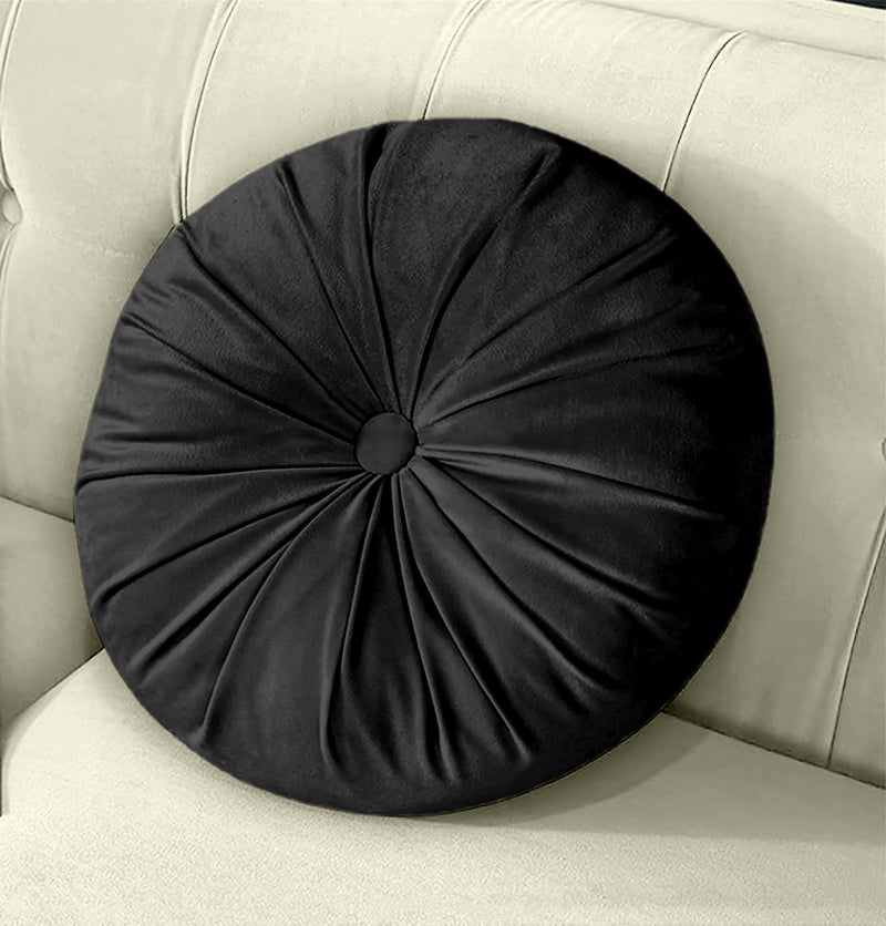 Oasis Home Collection Hand made Decorative Velvet Round Shape Cushions | Throw Pillows - Pack of 1