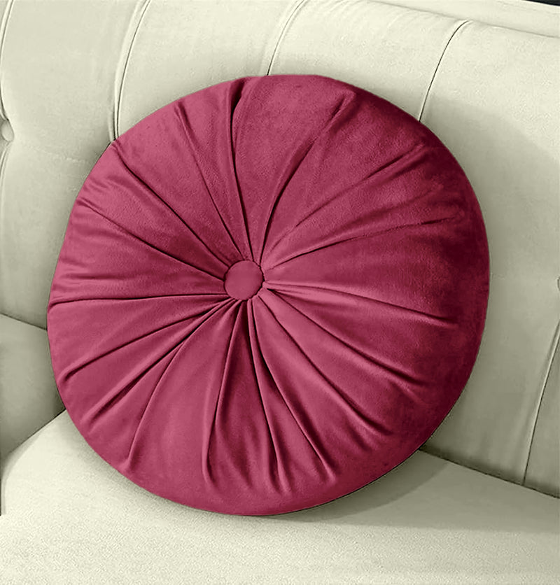 Oasis Home Collection Hand made Decorative Velvet Round Shape Cushions | Throw Pillows - Pack of 1