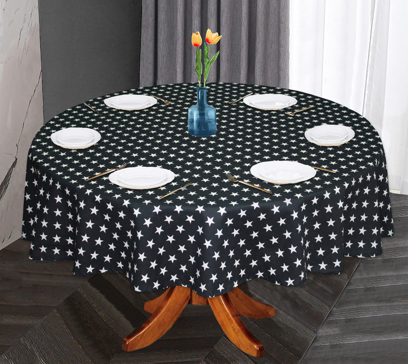 Oasis Home Collection Cotton Printed Round Table Cloth - 6 Seater - Pink, Black, Grey