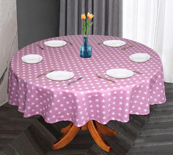 Oasis Home Collection Cotton Printed Round Table Cloth - 6 Seater - Pink, Black, Grey