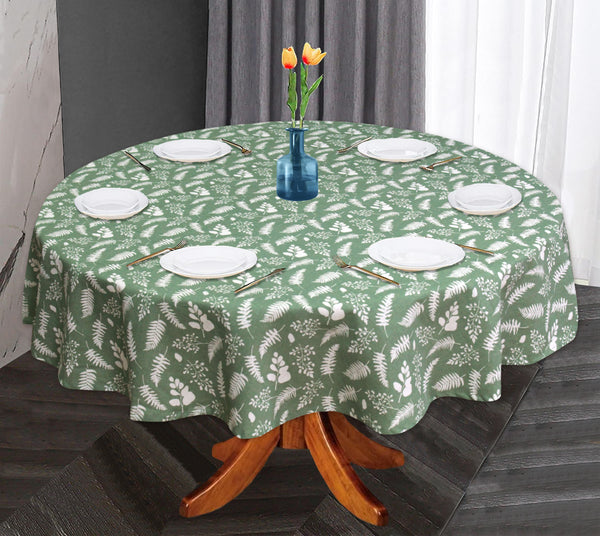 Oasis Home Collection Cotton Printed Round Table Cloth - 6 Seater - Sns Leaf