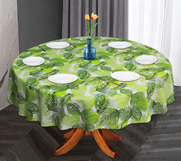 Oasis Home Collection Cotton Printed Round Table Cloth - 6 Seater - Green