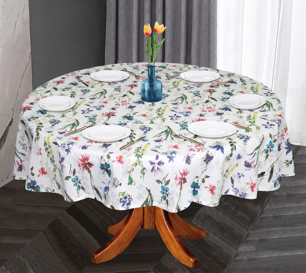 Oasis Home Collection Cotton Printed Round Table Cloth - 6 Seater - Multicolor