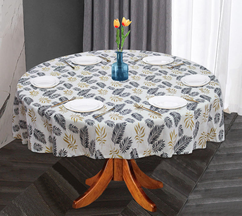 Oasis Home Collection Cotton Printed Round Table Cloth - 6 Seater - Gold