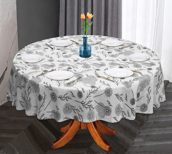 Oasis Home Collection Cotton Printed Round Table Cloth - 6 Seater - Black,Yellow