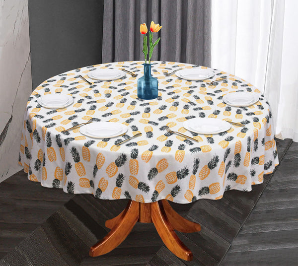 Oasis Home Collection Cotton Printed Round Table Cloth - 6 Seater - Yellow