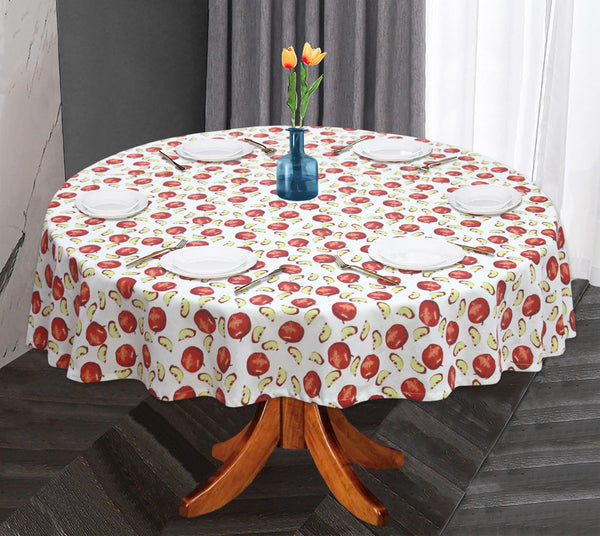 Oasis Home Collection Cotton Printed Round Table Cloth - 6 Seater - Red, Green