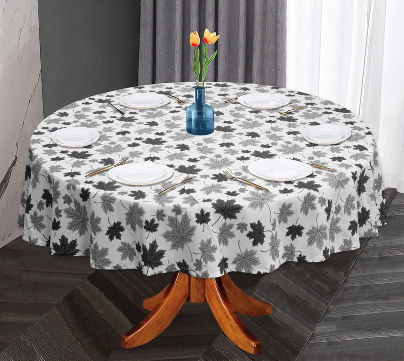 Oasis Home Collection Cotton Printed Round Table Cloth - 6 Seater - Orange, Grey