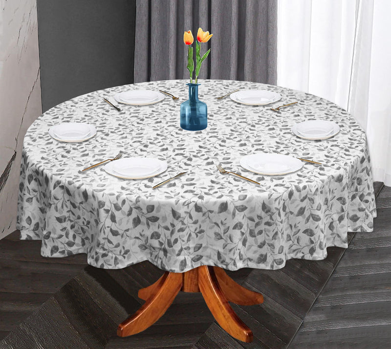 Oasis Home Collection Cotton Printed Round Table Cloth - 6 Seater - Orange, Grey