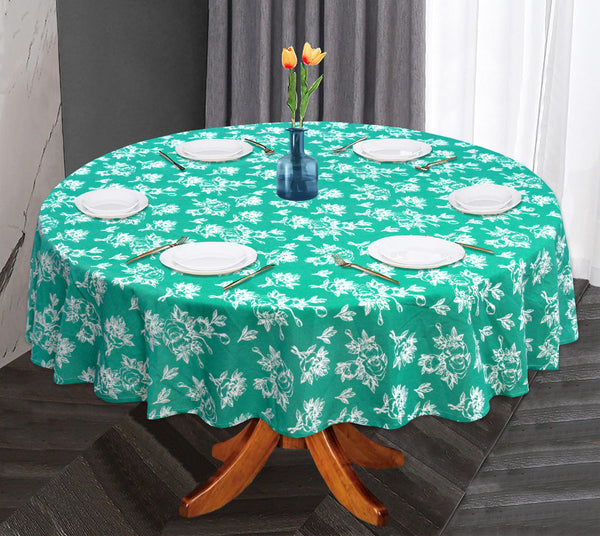 Oasis Home Collection Cotton Printed Round Table Cloth - 6 Seater - Grey, Yellow, Lavender, Green