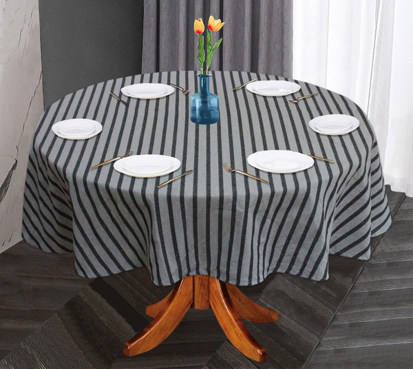 Oasis Home Collection Cotton Yarn Dyed Round Table Cloth - 6 Seater - Gray