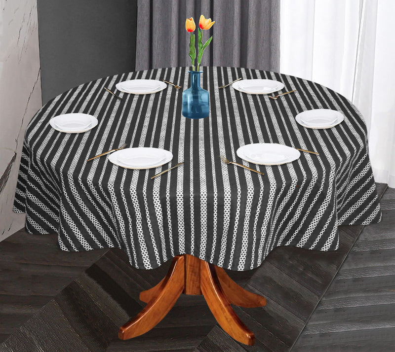 Oasis Home Collection Cotton Yarn Dyed Round Table Cloth - 6 Seater - Black