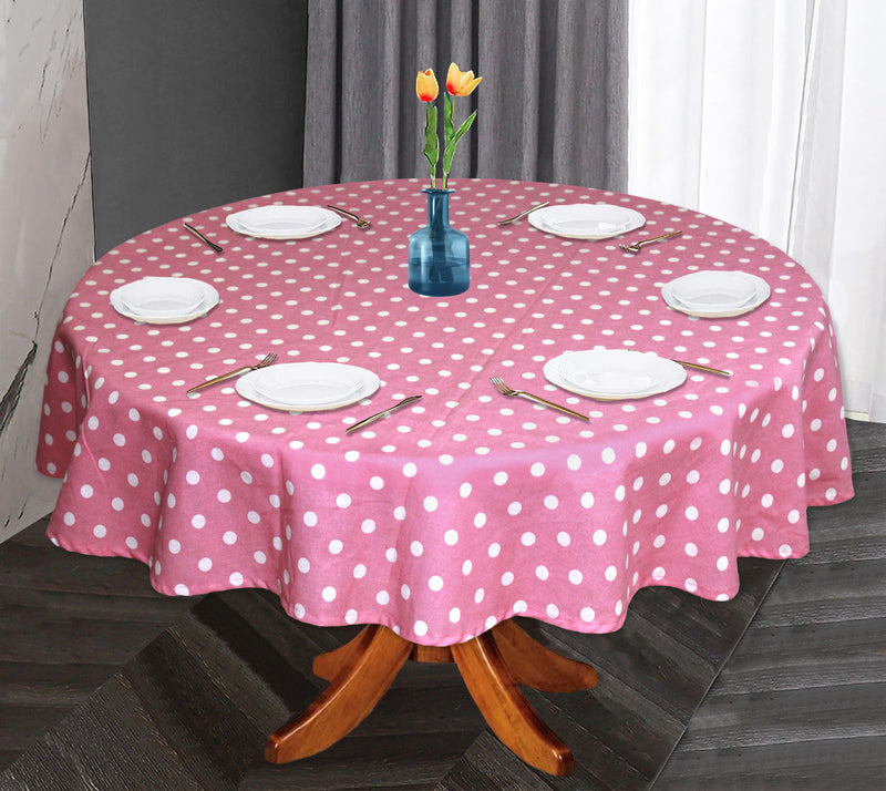 Oasis Home Collection Cotton  Printed Round Table Cloth - 6 Seater - Pink, Red, White