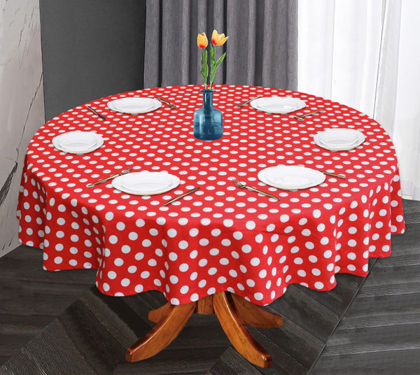 Oasis Home Collection Cotton  Printed Round Table Cloth - 6 Seater - Pink, Red, White