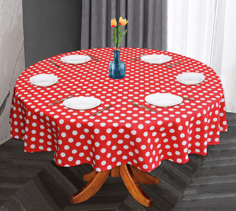 Oasis Home Collection Cotton  Printed Round Table Cloth - 6 Seater - Pink, Red, White