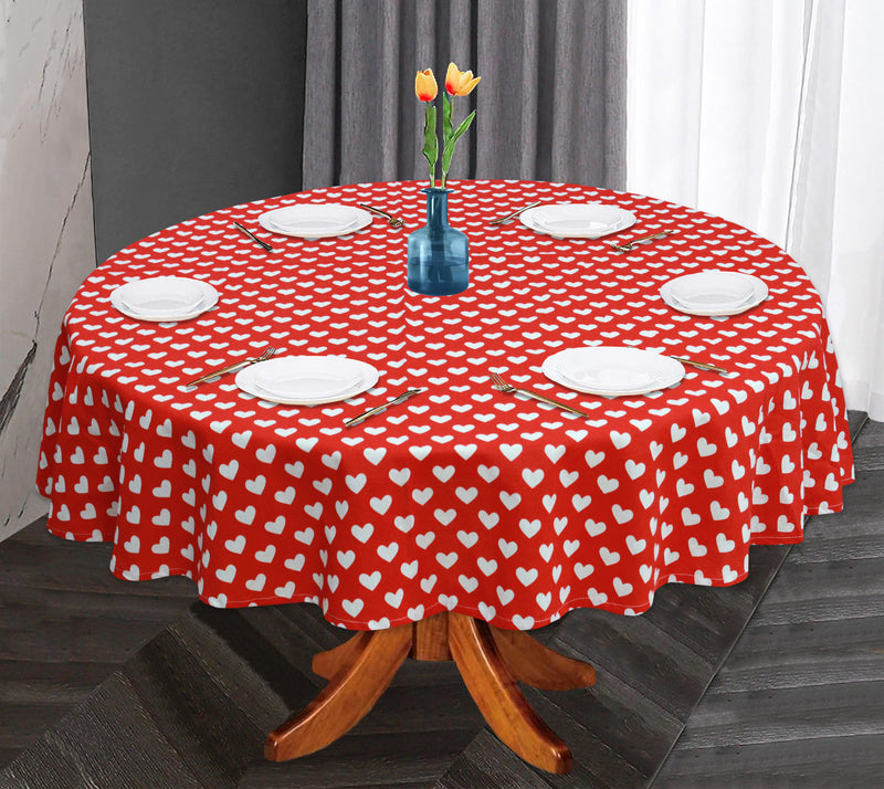 Oasis Home Collection Cotton Printed Round Table Cloth - 6 Seater - Black, Pink, Red, Grey