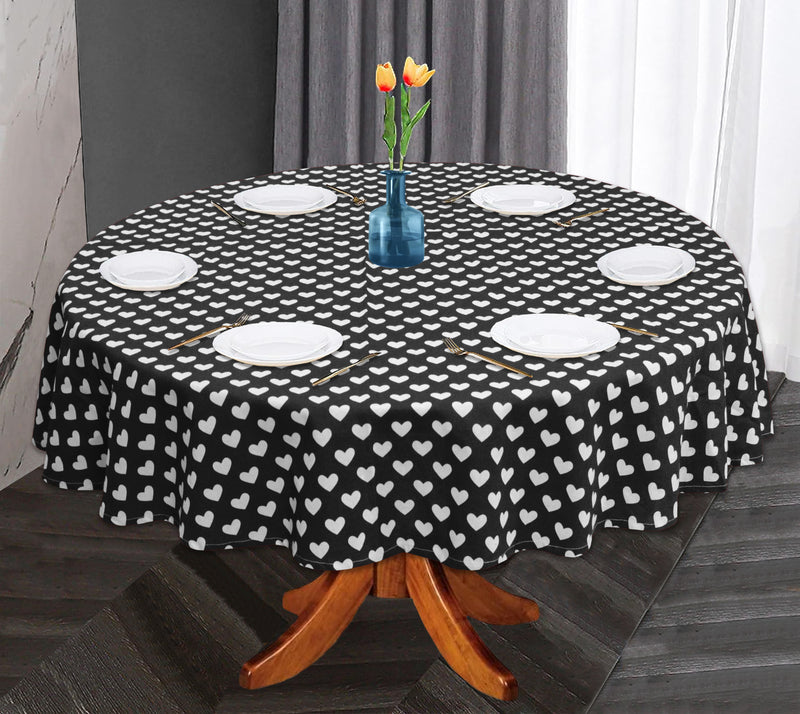 Oasis Home Collection Cotton Printed Round Table Cloth - 6 Seater - Black, Pink, Red, Grey