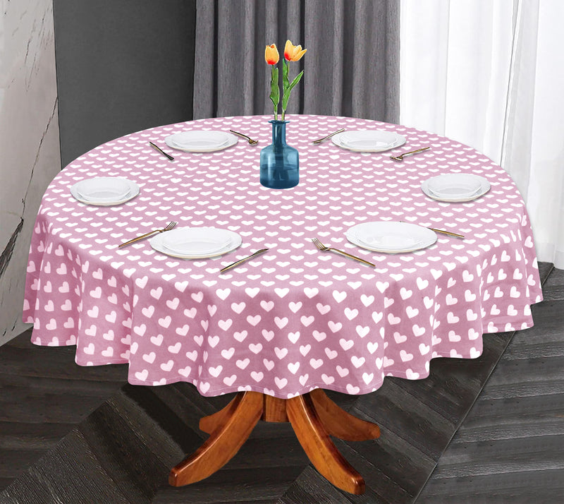 Oasis Home Collection Cotton Printed Round Table Cloth - 6 Seater - Black, Pink, Red, Grey