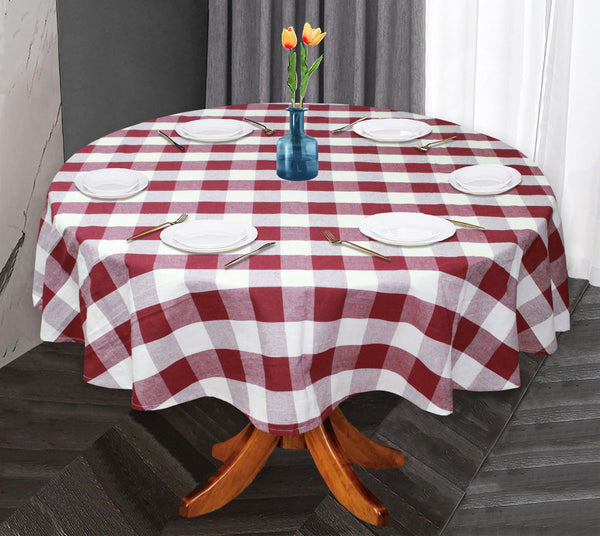 Oasis Home Collection Cotton Yarn Dyed Round Table Cloth - 6 Seater - Brown , Blue