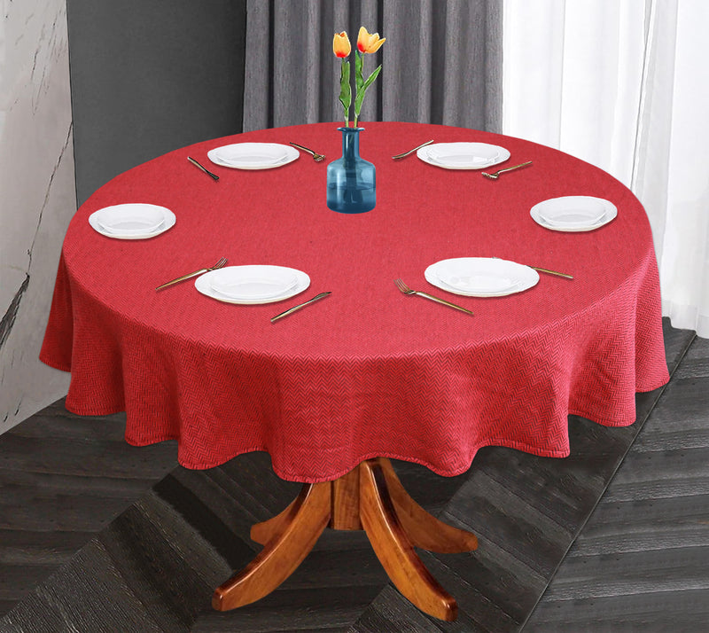 Oasis Home Collection Cotton Yarn Dyed Round Table Cloth - 6 Seater  -  Black , Red