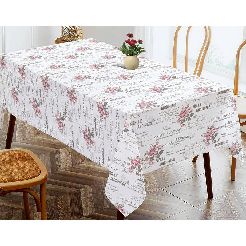 Oasis Home Collection Cotton Printed Table Cloth - White - Printed Pattern