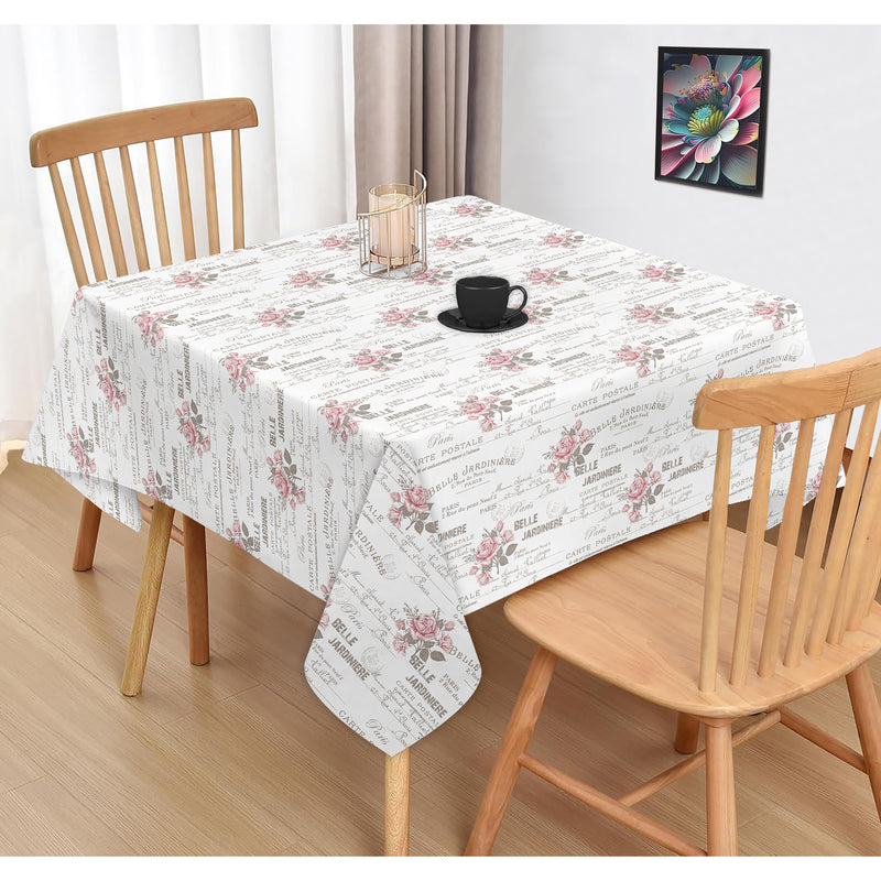 Oasis Home Collection Cotton Printed Table Cloth - White - Printed Pattern