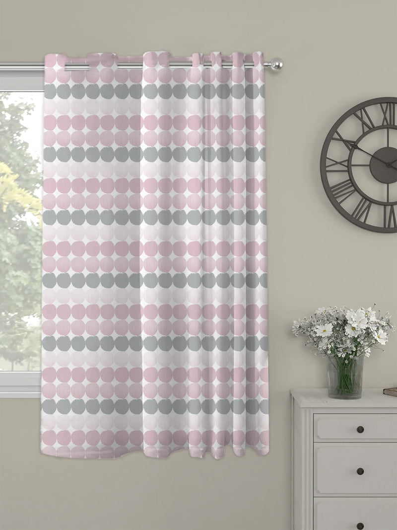 Oasis Home Collection Cotton Printed Eyelet Curtain – Pink - 5 feet, 7 feet, 9 feet