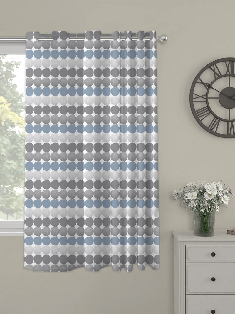 Oasis Home Collection Cotton Printed Eyelet Curtain – Grey - 5 feet, 7 feet, 9 feet