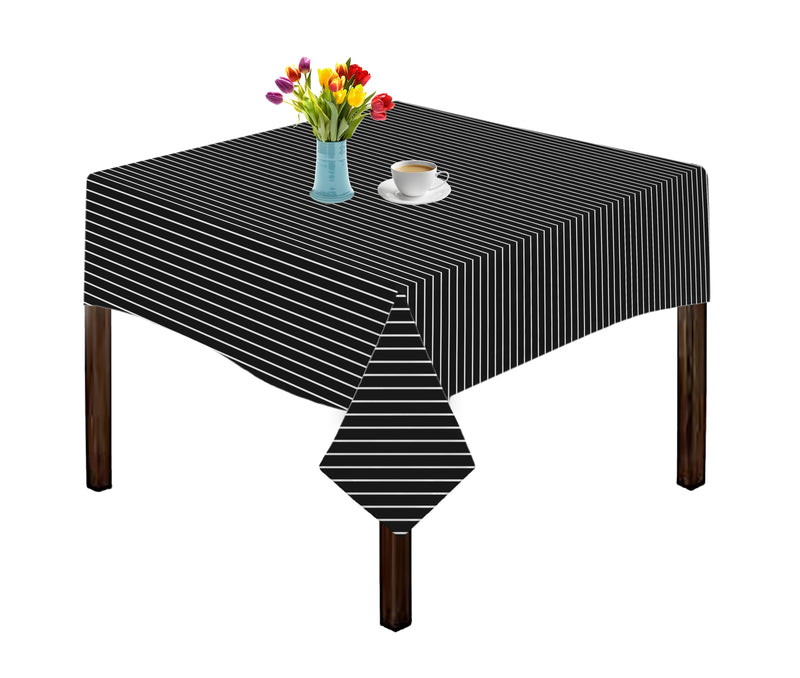Oasis Home Collection Cotton Printed Table Cloth - Black, Red - Stripe - Printed Pattern