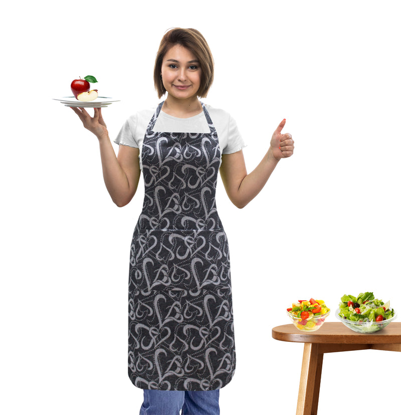 Oasis Home Collection Cotton Jacquard Apron Free Size - Red, Blue, Grey, Black - Printed Pattern