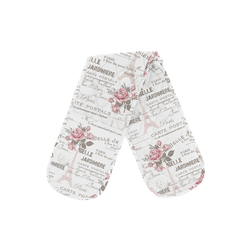 Oasis Home Collection Cotton Quilt Printed Oven Double Glove - White
