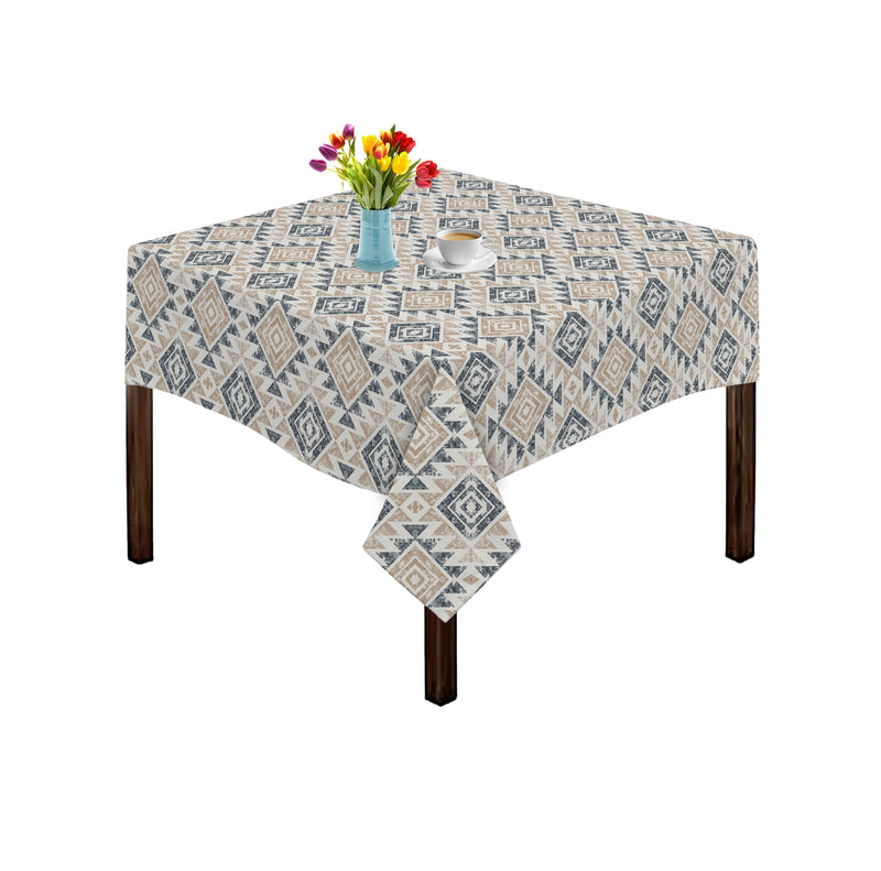 Oasis Home Collection Cotton Printed Table Cloth - Beige - Ikat Printed Pattern