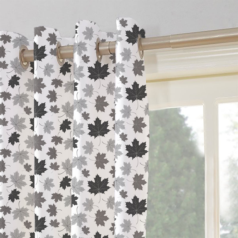 Oasis Home Collection Cotton Printed Eyelet Curtain – Grey - 5 feet, 7 feet, 9 feet