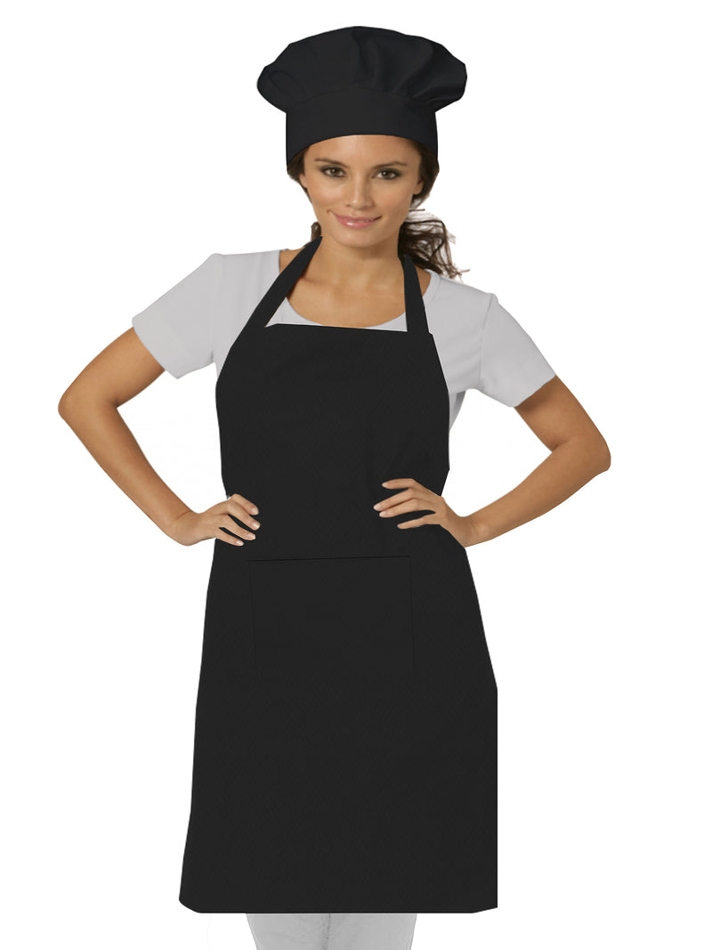 Oasis Home Collection Cotton Solid Adult Apron With Chef Cap  -  Black