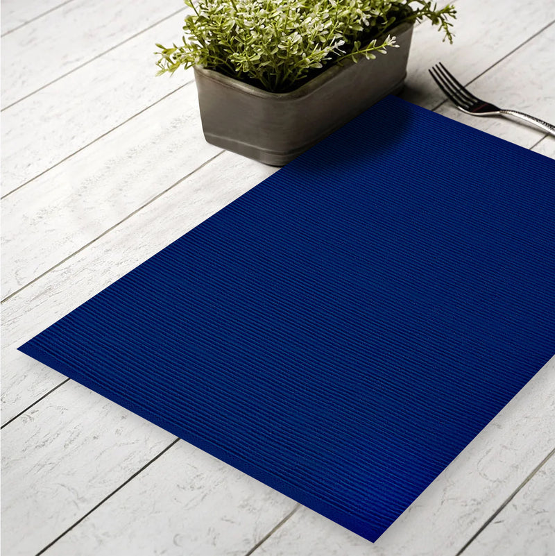 Oasis Home Collection Cotton Solid Kitchen Placemat - 6 Piece Pack - Dark Blue