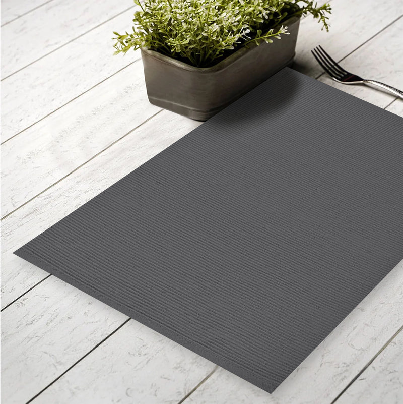 Oasis Home Collection Cotton Solid Kitchen Placemat - 6 Piece Pack - Grey