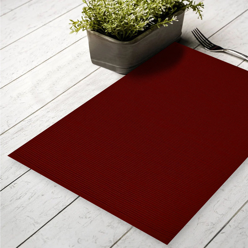 Oasis Home Collection Cotton Solid Kitchen Placemat - 6 Piece Pack - Maroon