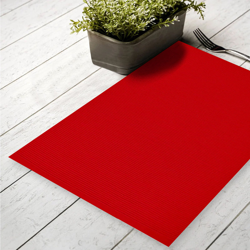 Oasis Home Collection Cotton Solid Kitchen Placemat - 6 Piece Pack - Red