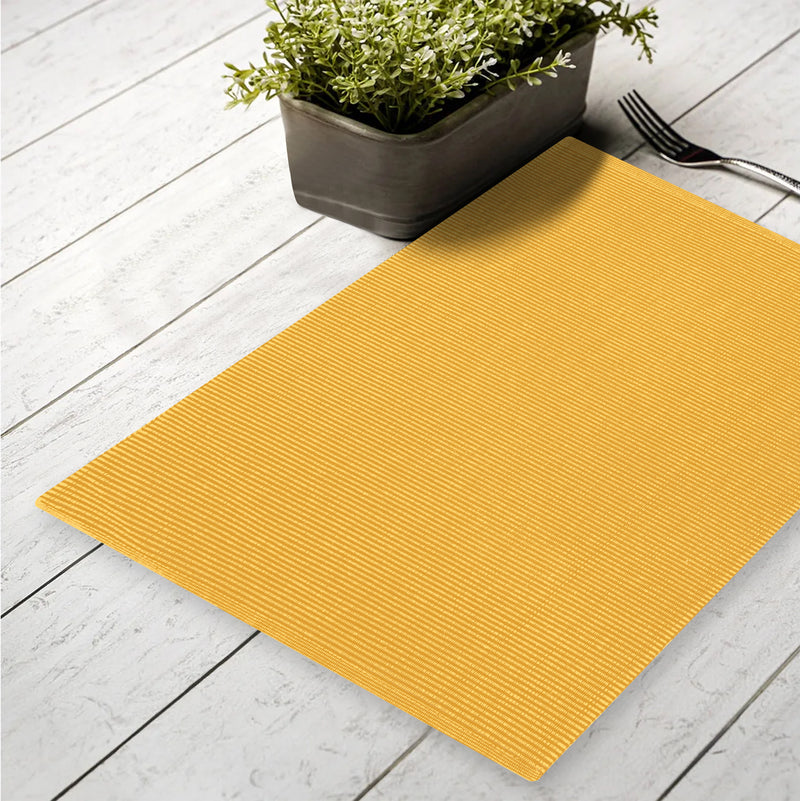 Oasis Home Collection Cotton Solid Rib Kitchen Place Mat - Yellow - 4 Piece Pack