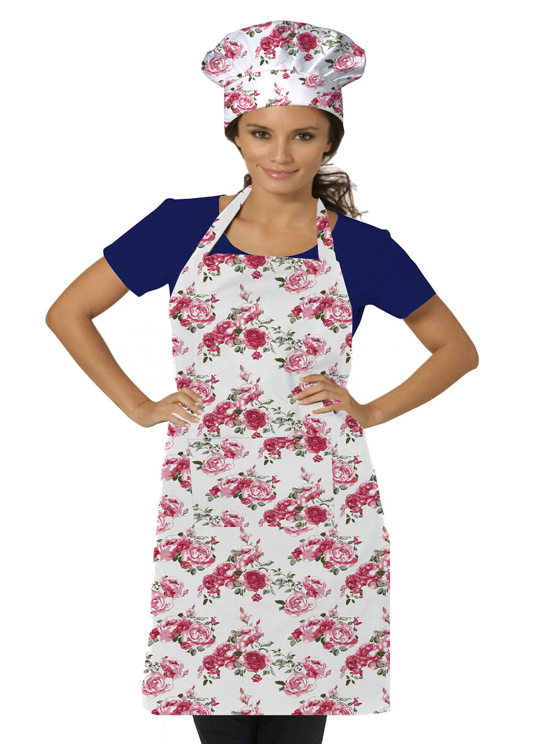 Oasis Home Collection's Cotton Printed Adult Apron With Chef Cap -  T Rose