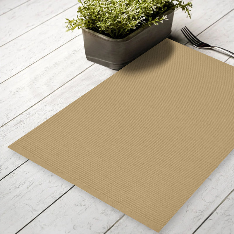 Oasis Home Collection Cotton Solid Kitchen Placemat - 4 Piece Pack - Sand