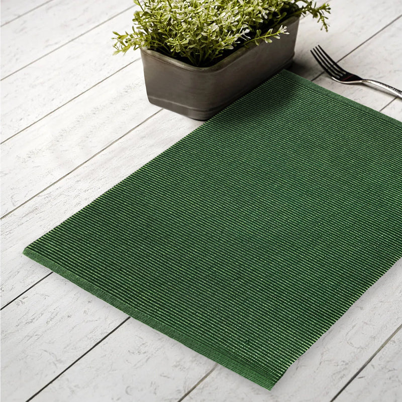 Oasis Home Collection Cotton Solid Rib Kitchen Place Mat - Green - 4 Piece Pack