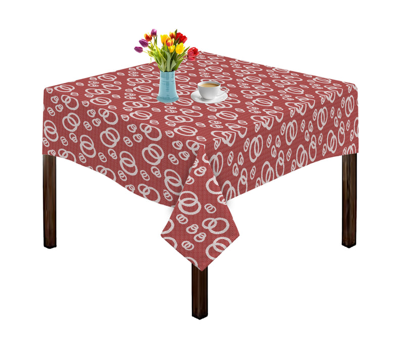 Oasis Home Collection Cotton Jacquard Table Cloth - Red, Grey, Blue, Black - Ring Printed Pattern