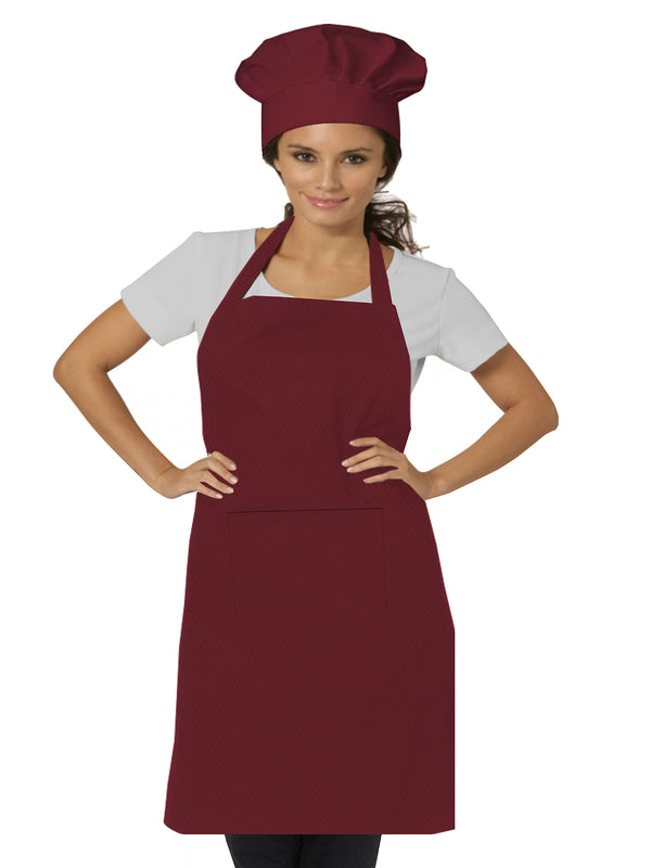 Oasis Home Collection Cotton Solid Adult Apron With Chef Cap  -  Red Wood